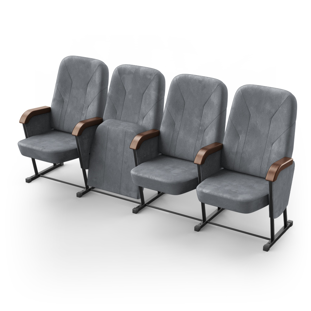 Крісло секційне ПРЕМ'ЄРА ДУЕТ-УНІВЕРСАЛ з фігурним дерев’яним підлокітником та фальшпанелями, 4шт